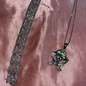 Bundle pirates of Caribbean necklace and silver bracelet 🏴‍☠️🖤